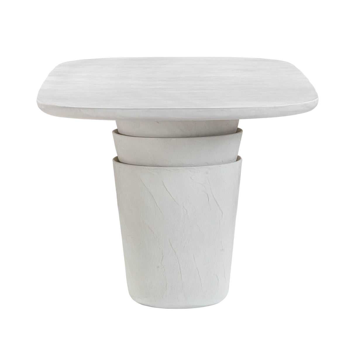 Margot Light Grey Faux Plaster Indoor / Outdoor Concrete 83" Oval Dining Table by TOV Furniture at Eve Furniture