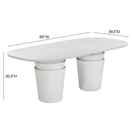 Margot Light Grey Faux Plaster Indoor / Outdoor Concrete 83" Oval Dining Table by TOV Furniture at Eve Furniture