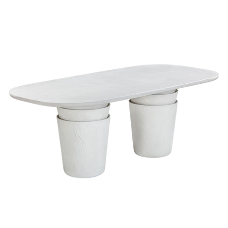 Margot Light Grey Faux Plaster Indoor / Outdoor Concrete 83" Oval Dining Table by TOV Furniture at Eve Furniture