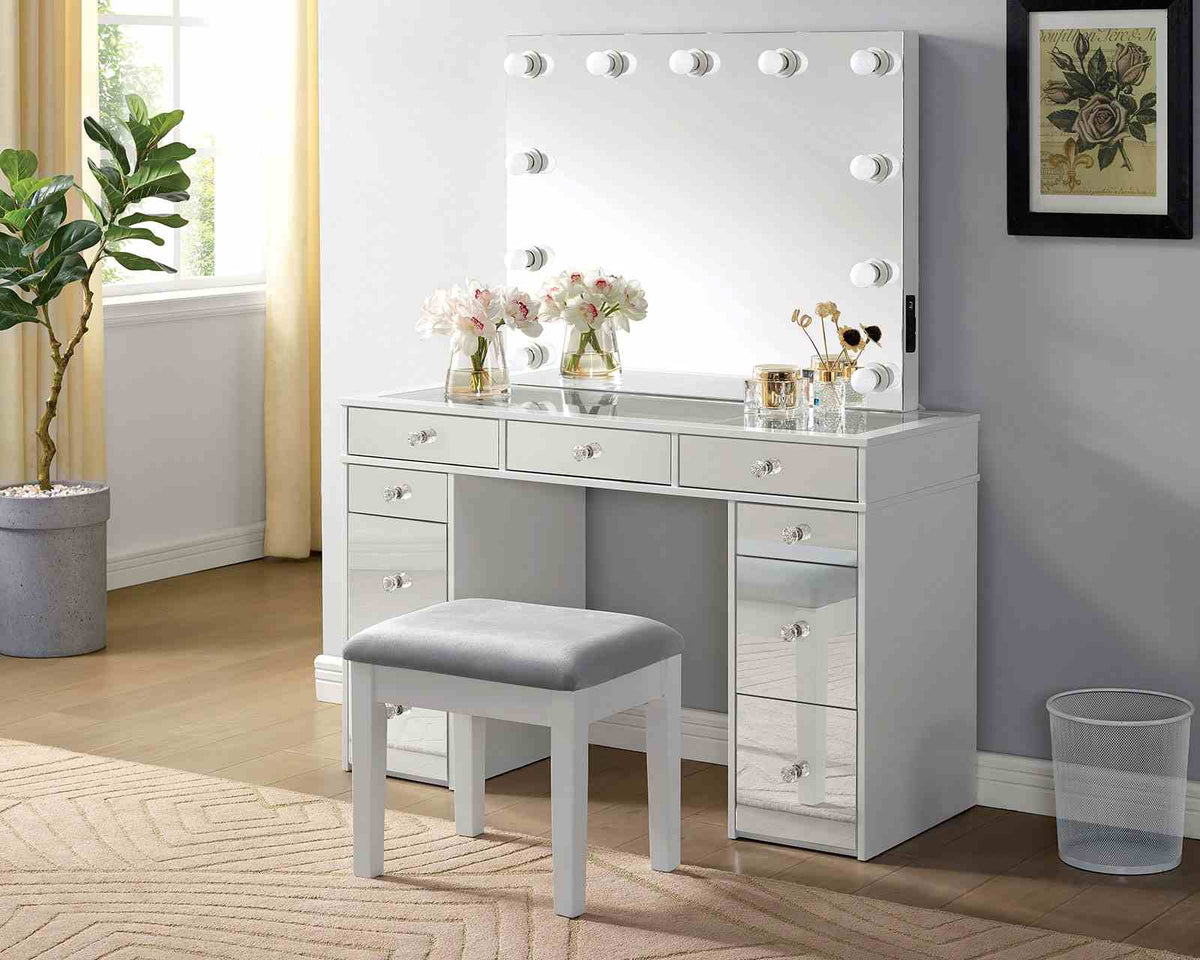 Margret White/Gray Vanity Set by Furniture of America at Eve Furniture
