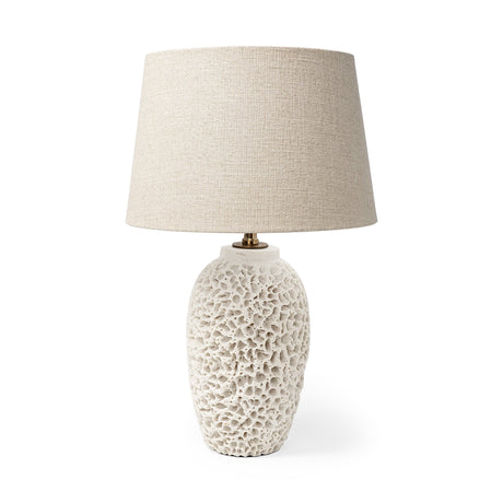 Mariam Cream Coral-Inspired Base Table Lamp by Mercana at Eve Furniture