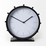 Marian 11.0L x 3.1W x 11.0H Black Studded Round Table Clock by Mercana at Eve Furniture