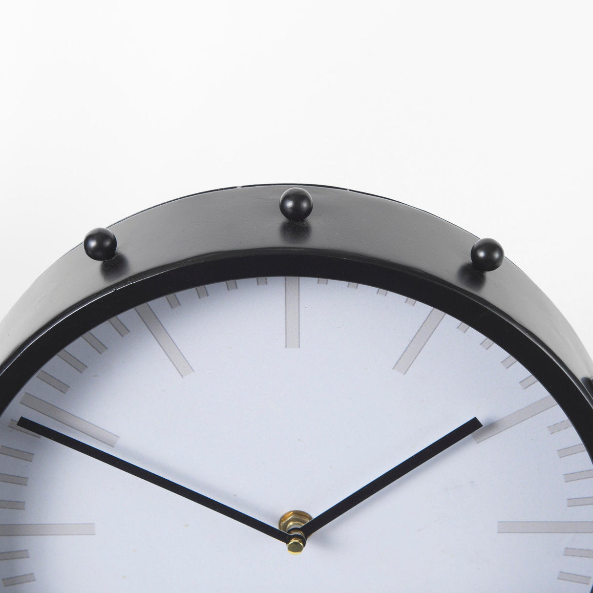 Marian 11.0L x 3.1W x 11.0H Black Studded Round Table Clock by Mercana at Eve Furniture