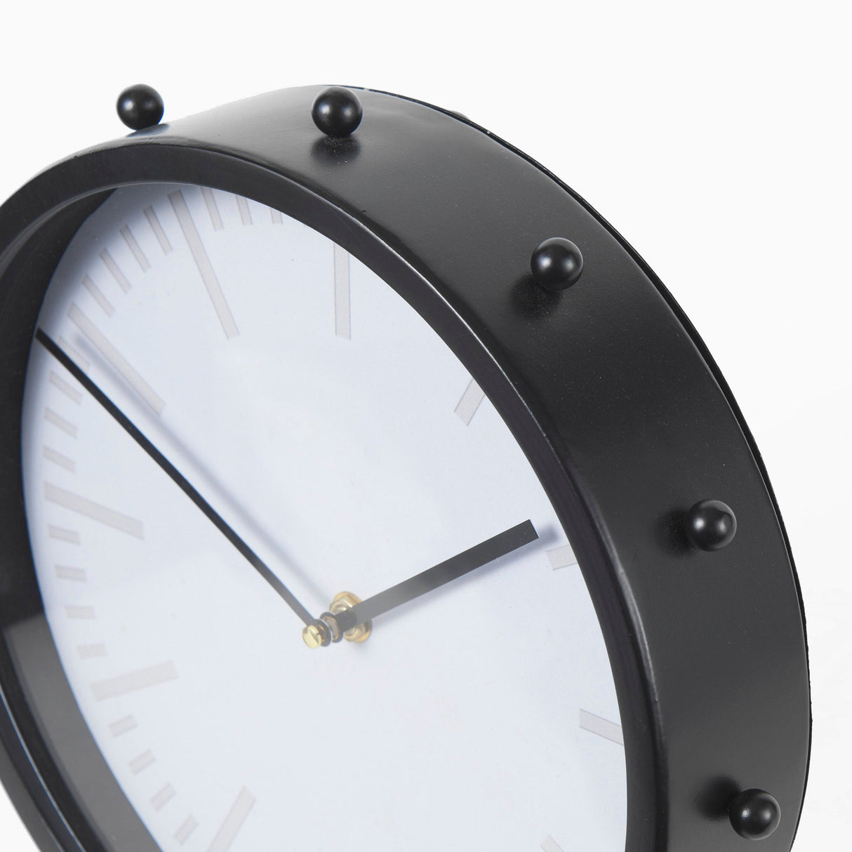 Marian 11.0L x 3.1W x 11.0H Black Studded Round Table Clock by Mercana at Eve Furniture