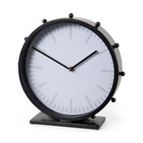 Marian 11.0L x 3.1W x 11.0H Black Studded Round Table Clock by Mercana at Eve Furniture