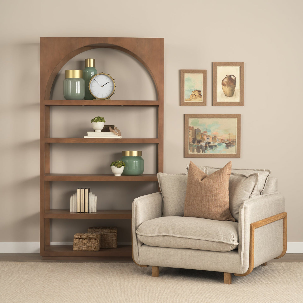 Marian 11.0L x 3.1W x 11.0H Gold Metal W/Studs Round Table Clock by Mercana at Eve Furniture