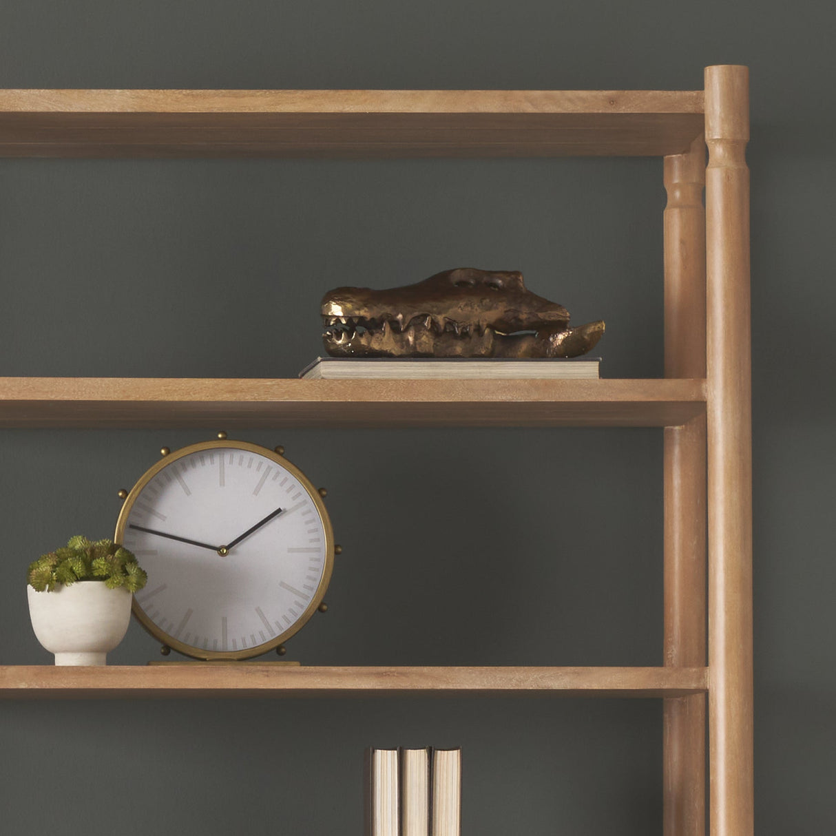 Marian 11.0L x 3.1W x 11.0H Gold Metal W/Studs Round Table Clock by Mercana at Eve Furniture