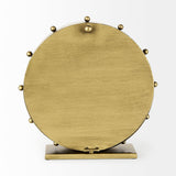 Marian 11.0L x 3.1W x 11.0H Gold Metal W/Studs Round Table Clock by Mercana at Eve Furniture