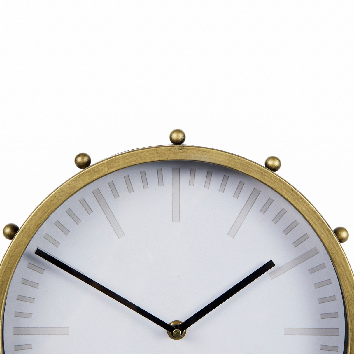 Marian 11.0L x 3.1W x 11.0H Gold Metal W/Studs Round Table Clock by Mercana at Eve Furniture