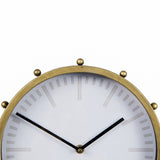 Marian 11.0L x 3.1W x 11.0H Gold Metal W/Studs Round Table Clock by Mercana at Eve Furniture