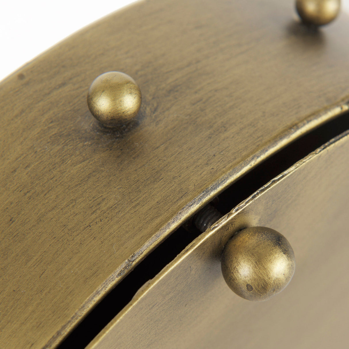 Marian 11.0L x 3.1W x 11.0H Gold Metal W/Studs Round Table Clock by Mercana at Eve Furniture