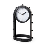 Marian 7.5L x 5.7W x 13.0H Black Studded Table Clock by Mercana at Eve Furniture