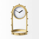 Marian 7.5L x 5.7W x 13.0H Gold Studded Table Clock by Mercana at Eve Furniture