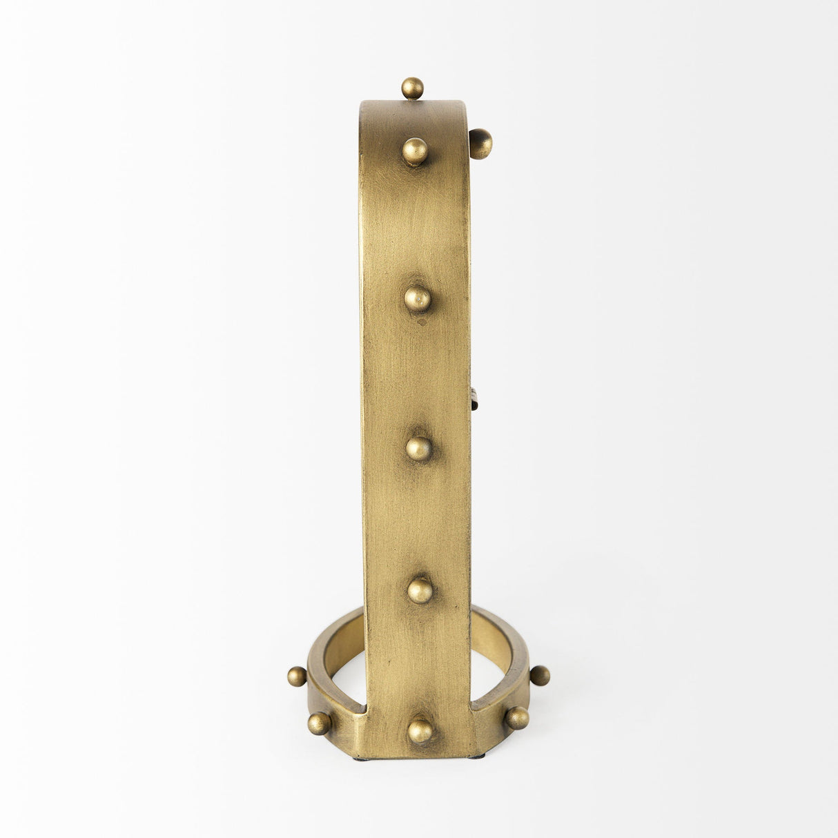 Marian 7.5L x 5.7W x 13.0H Gold Studded Table Clock by Mercana at Eve Furniture