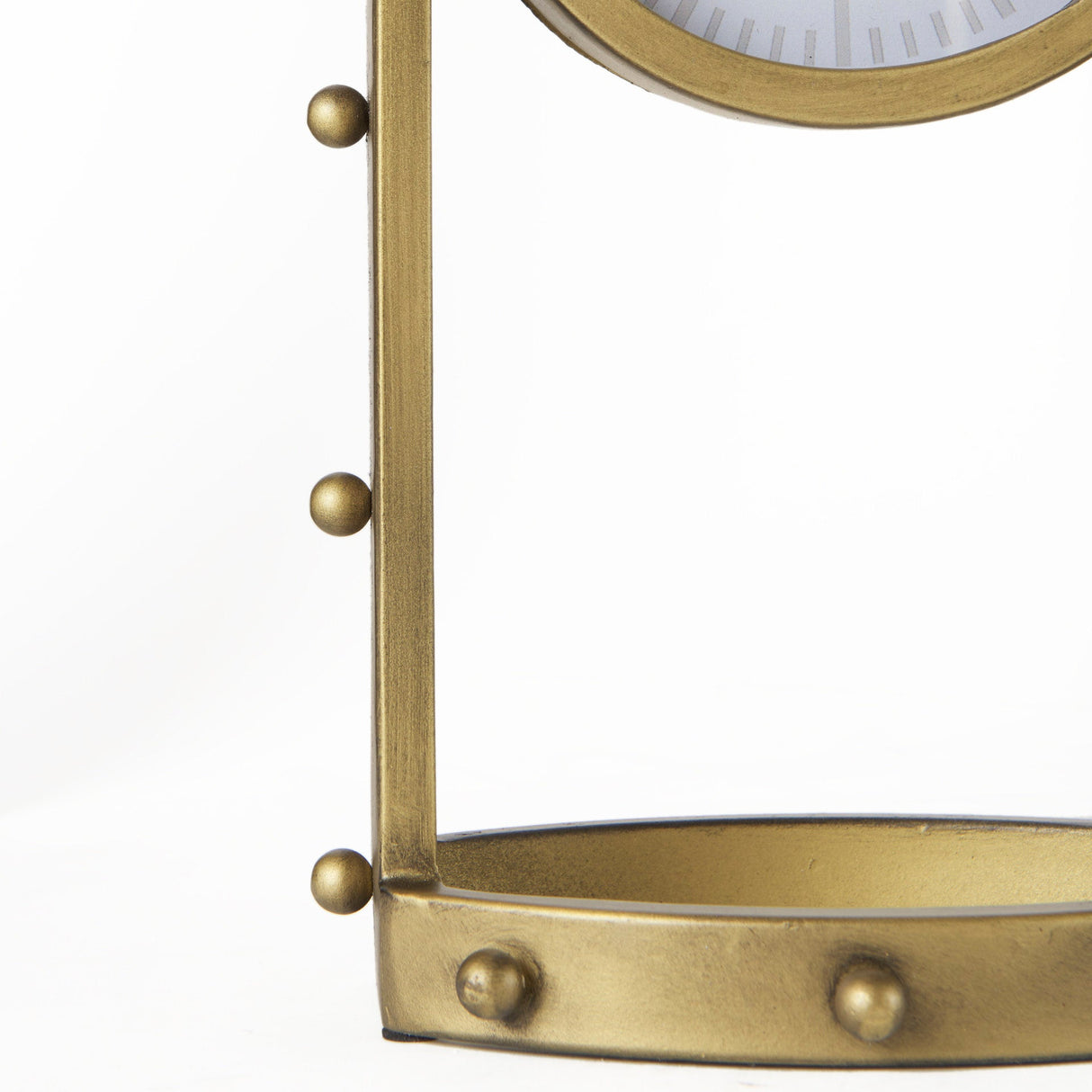 Marian 7.5L x 5.7W x 13.0H Gold Studded Table Clock by Mercana at Eve Furniture