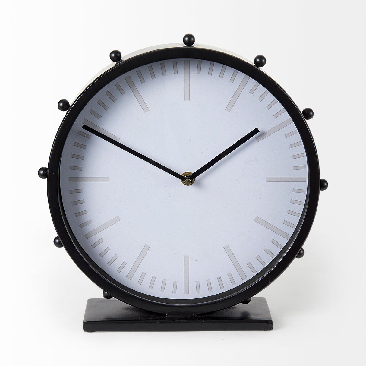 Marian Black Studded Round Table Clock by Mercana at Eve Furniture