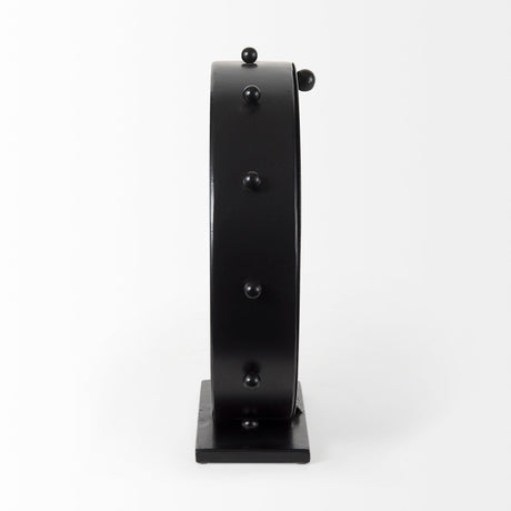 Marian Black Studded Round Table Clock by Mercana at Eve Furniture