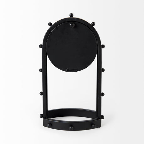 Marian Black Studded Table Clock by Mercana at Eve Furniture