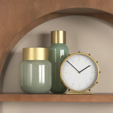 Marian Gold Metal W/Studs Round Table Clock by Mercana at Eve Furniture