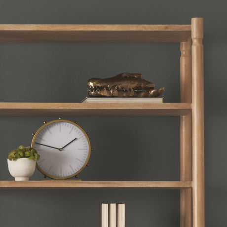 Marian Gold Metal W/Studs Round Table Clock by Mercana at Eve Furniture