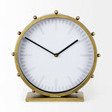 Marian Gold Metal W/Studs Round Table Clock by Mercana at Eve Furniture