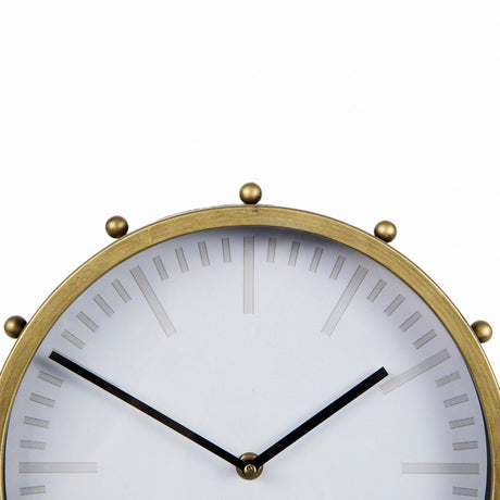 Marian Gold Metal W/Studs Round Table Clock by Mercana at Eve Furniture