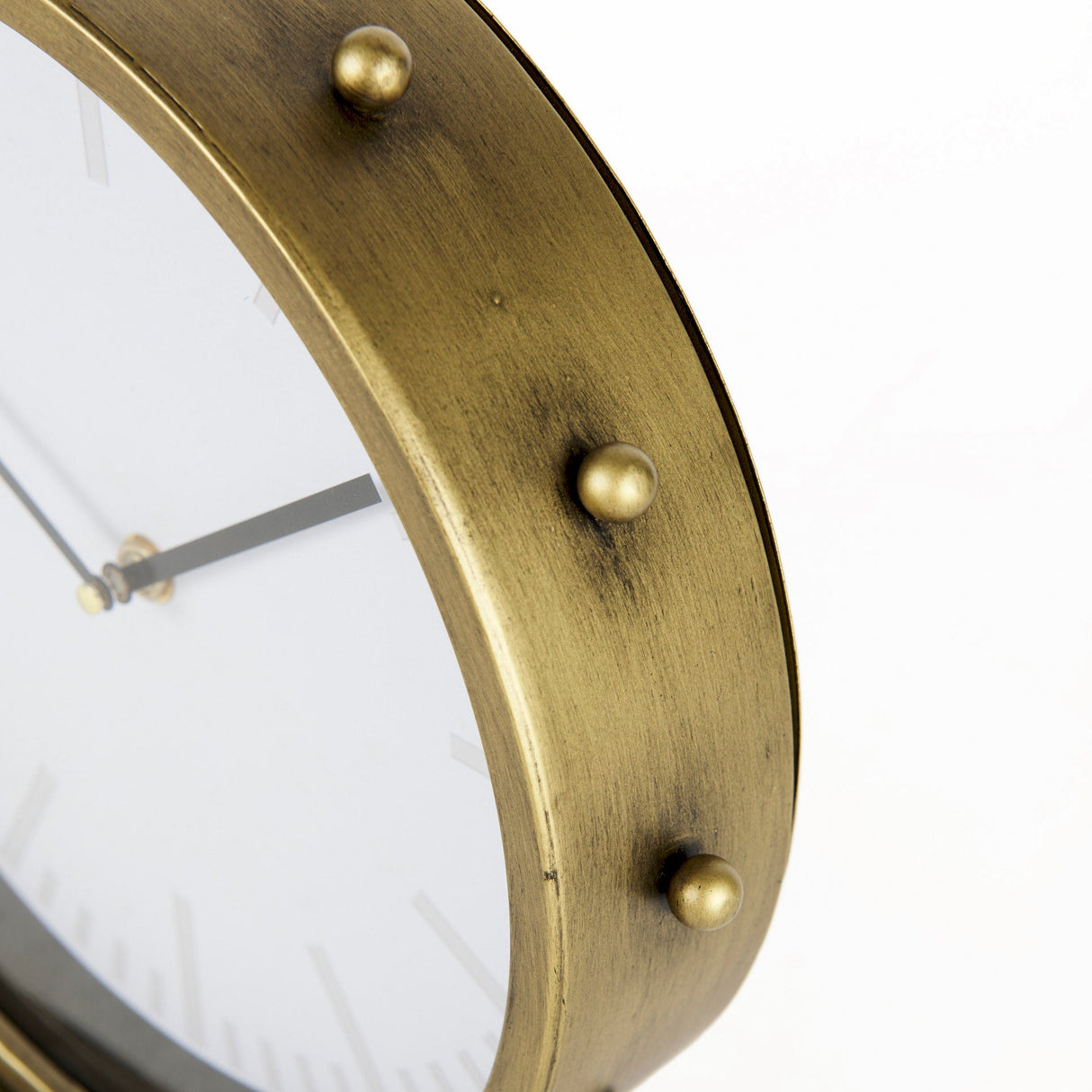 Marian Gold Metal W/Studs Round Table Clock by Mercana at Eve Furniture