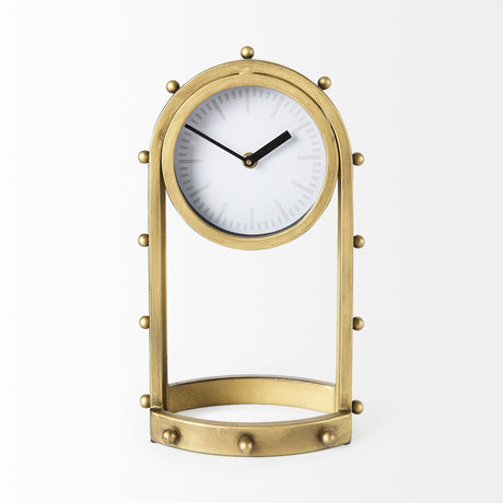 Marian Gold Studded Table Clock by Mercana at Eve Furniture