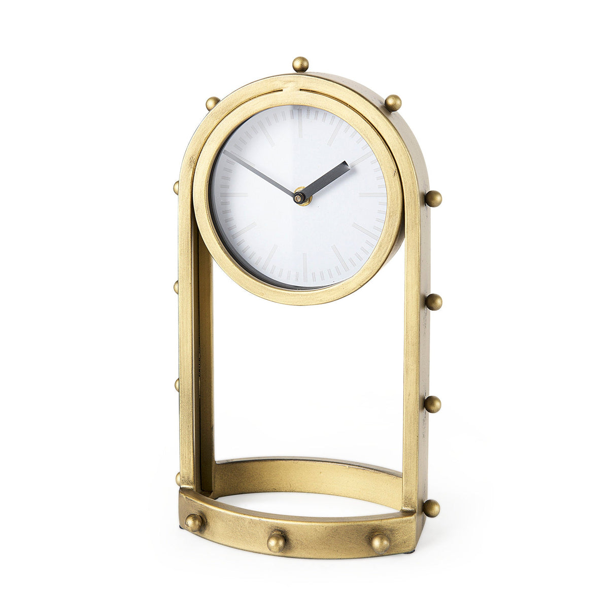 Marian Gold Studded Table Clock by Mercana at Eve Furniture