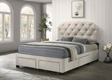 Marianna Cream 4-Drawer Upholstered Eastern King Storage Bed by Coaster at Eve Furniture