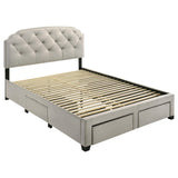 Marianna Cream 4-Drawer Upholstered Eastern King Storage Bed by Coaster at Eve Furniture