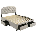 Marianna Cream 4-Drawer Upholstered Eastern King Storage Bed by Coaster at Eve Furniture