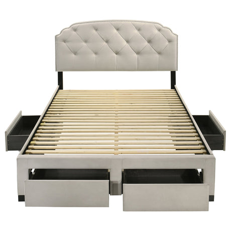 Marianna Cream 4-drawer Upholstered Queen Storage Bed by Coaster at Eve Furniture