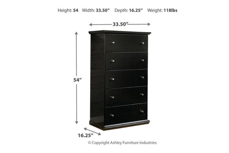 Maribel Black Chest of Drawers by Ashley at Eve Furniture