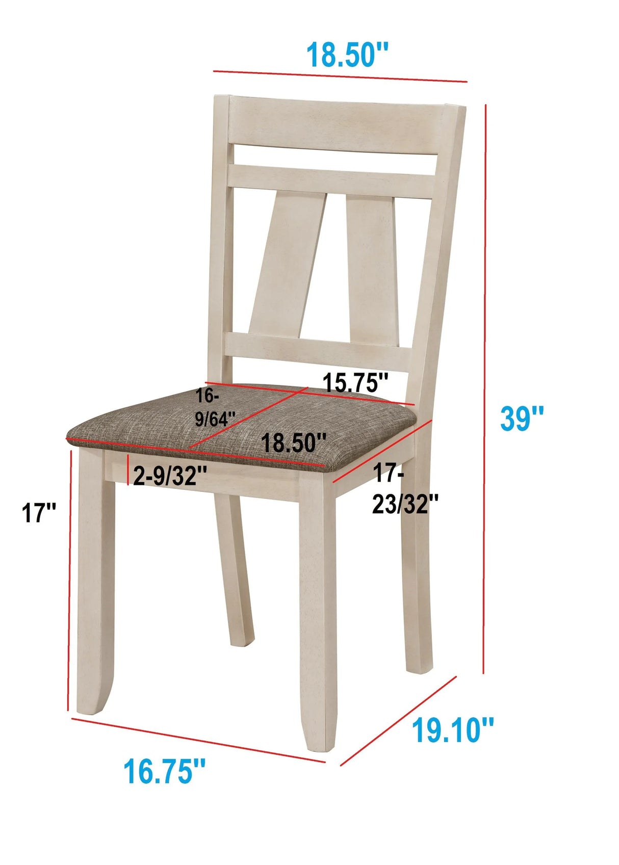 Maribelle Chalk and Gray Dining Chair, Set of 2 by Crown Mark at Eve Furniture