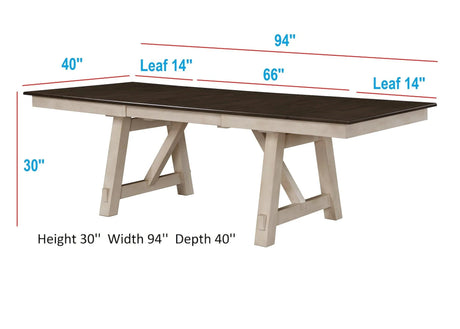 Maribelle Chalk and Gray Dining Table by Crown Mark at Eve Furniture