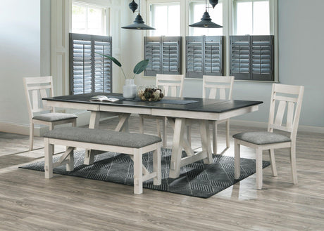 Maribelle Chalk and Gray Extendable Dining Set by Crown Mark at Eve Furniture
