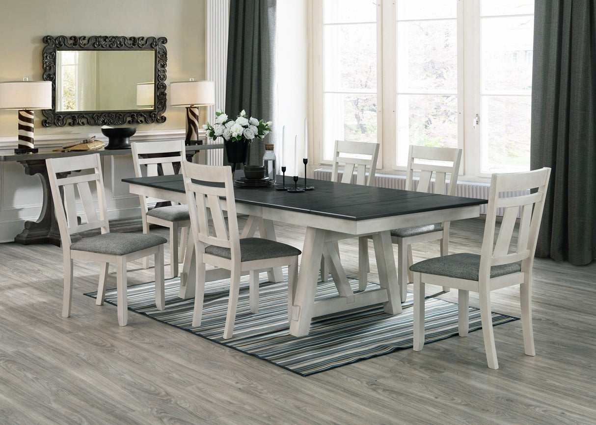 Maribelle Chalk and Gray Extendable Dining Set by Crown Mark at Eve Furniture