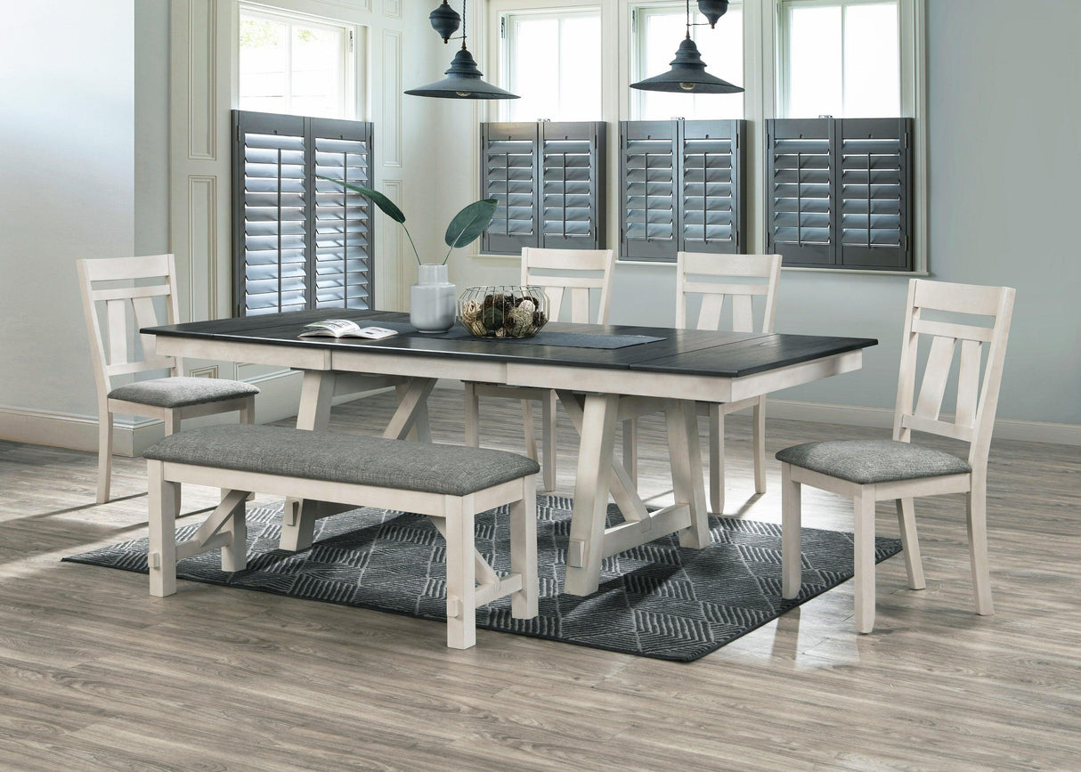Maribelle Chalk and Gray Extendable Dining Set by Crown Mark at Eve Furniture