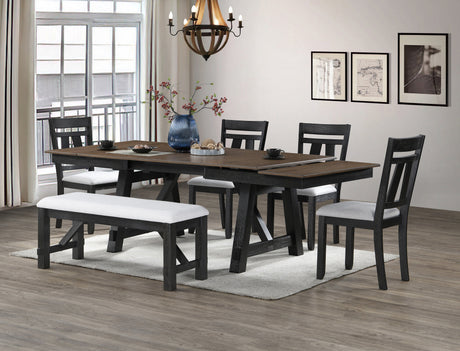 Maribelle Wheat Charcoal Extendable Dining Table by Crown Mark at Eve Furniture