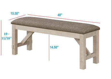 Maribelle Chalk and Gray Dining Bench by Crown Mark at Eve Furniture