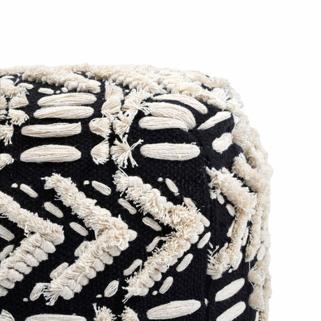 Mariel Black Cotton Pouf by TOV Furniture at Eve Furniture