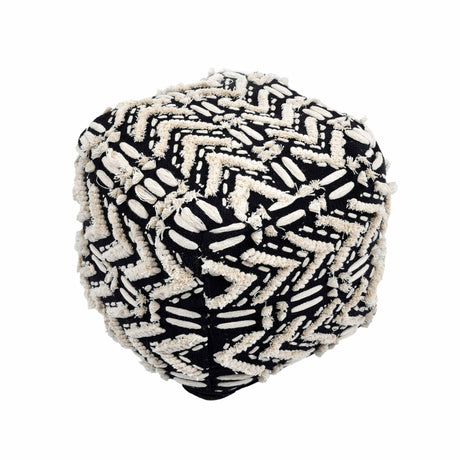 Mariel Black Cotton Pouf by TOV Furniture at Eve Furniture