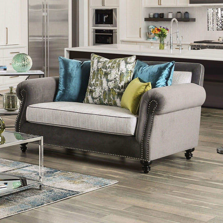 Mariella Gray & Beige Stationary Sofa & Loveseat by Furniture of America at Eve Furniture