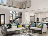 Mariella Gray & Beige Stationary Sofa & Loveseat by Furniture of America at Eve Furniture