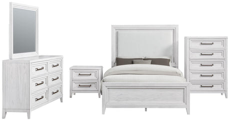 Marielle Distressed White 5-Piece Eastern King Bedroom Set