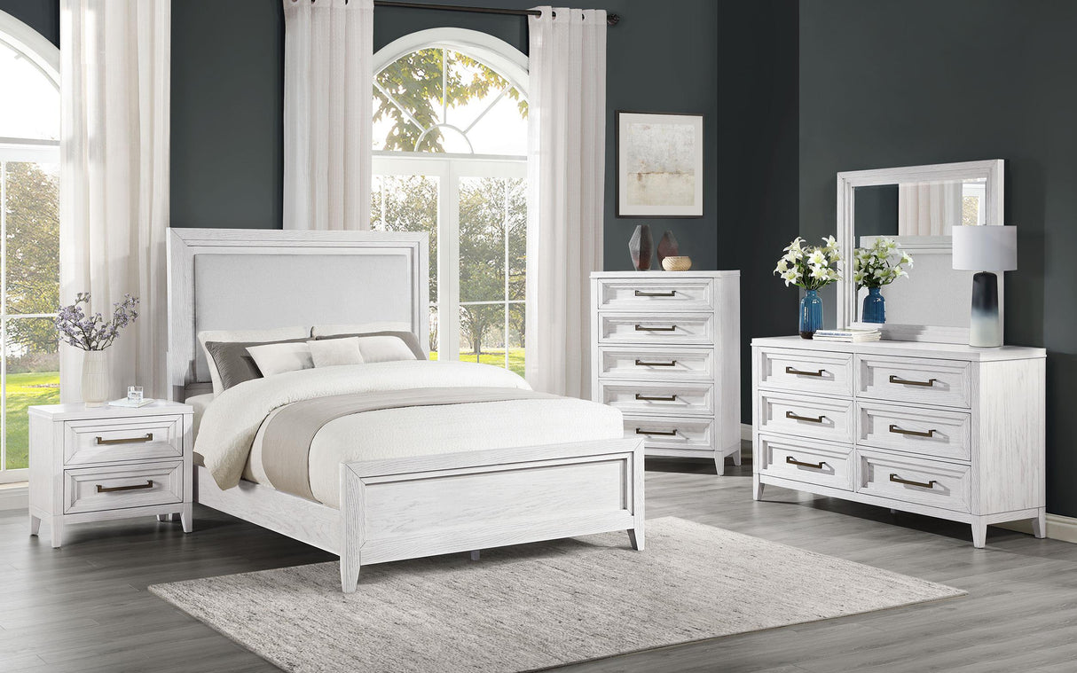 Marielle Distressed White 5-Piece Queen Bedroom Set