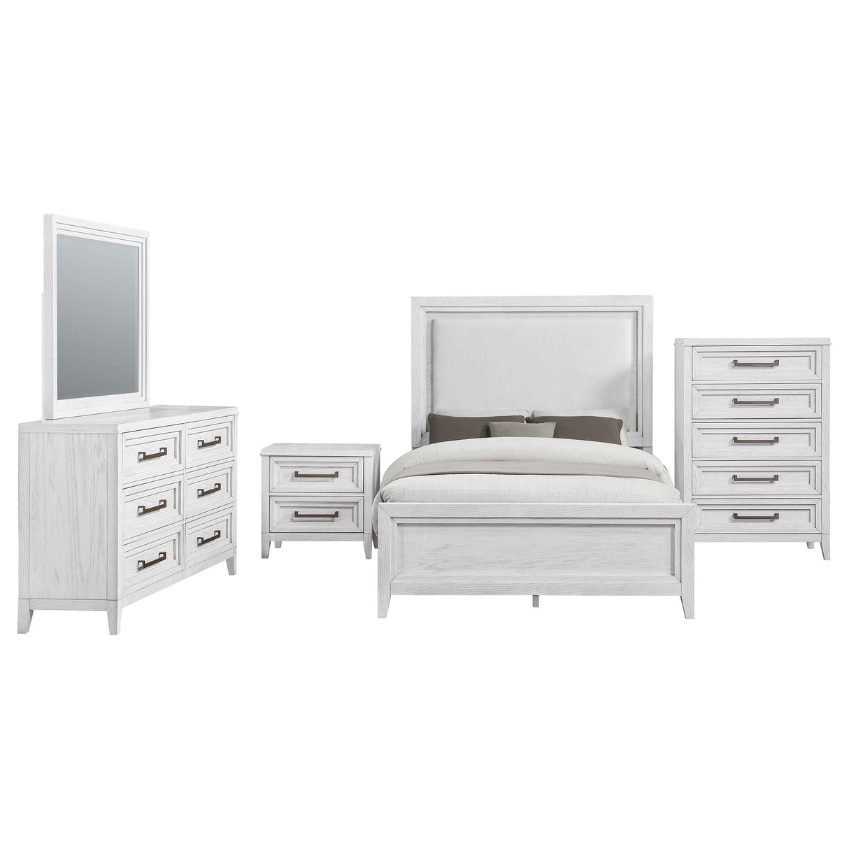 Marielle Distressed White 5-Piece Queen Bedroom Set