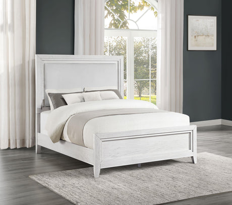 Marielle California King LED Panel Bed Distressed White by Coaster at Eve Furniture