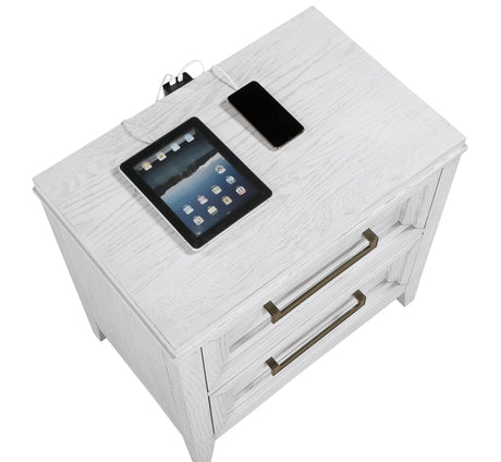 Marielle Distressed White 2-drawer Nightstand Bedside Table by Coaster at Eve Furniture